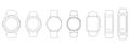 Smart Watches Wireframe Outline Icons